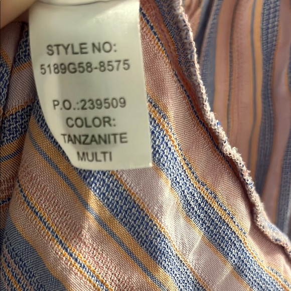 PAIGE Cristina Dress Pink and Blue Striped with Smocking and Ruffles Sz. Small - Picture 5 of 6